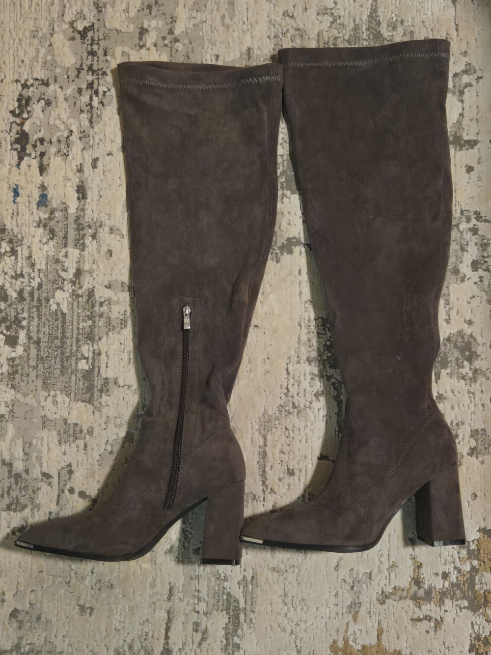 Lulu's Taupe Suede Over-the-Knee Block Heel Boots